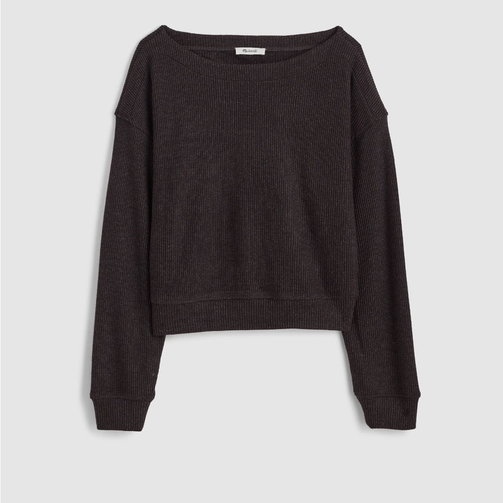 NWT! Madewell Boatneck Drop-Shoulder Top- Heather Charcoal